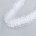 White 4cm elastic frill trim with satin and mesh layers for DIY sewing decor - Non-Encrypted White (029#) / 3.8cm Wide Elastic