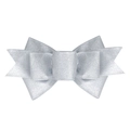 Detailed view of shimmering silver glitter Christmas bow with multi-layered fabric texture - Silver Sequin Style (2#)