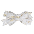 Macro shot of elegant white velvet Christmas bow with gold glitter and metallic texture - White Gold Marble Style (1#)