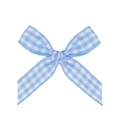 Sky blue and white gingham check ribbon bow accessory for gift decoration and DIY crafts - Blue & White (#018)