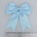 Light blue polyester satin 12cm double layer bow with swallowtail and metal ruler guide - Sky Blue (311#)