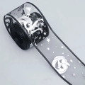 Halloween black mesh ribbon with silver witch and pumpkin patterns for festive decoration - [5cm Wide] Silver Witch Black Edge