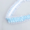 Blue and white ruffled lace trim with elastic mesh for wedding garter and DIY sewing - Non-Encrypted Blue (308#) / 3.8cm Wide Elastic