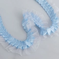 Dual-layer 4cm blue satin and white organza pleated ruffle lace for DIY crafts - Blue (Thickened Style)