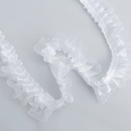 White 4cm ruffled organza and satin ribbon trim for DIY bridal dress accessories - White (Thickened Style)