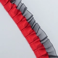 Red and black double-layered ruffled ribbon trim with pleated organza for DIY crafts - Red (Ordinary Style)