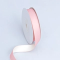 Single-faced matte cotton-polyester ribbon in light pink on a white spool roll - Light Pink and Rice White / 1.6cm*10 Yards