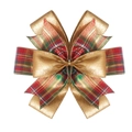 Fiocco natalizio in iuta con tessuto glitterato dorato e motivo scozzese festivo - Stile a Strati Plaid Oro Glitterato