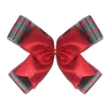 Nœud décoratif de Noël avec couches métalliques rouges et tissu à carreaux écossais - Style de Noël Double Couche Plaid Gris Rouge Vert