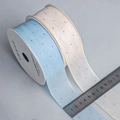 Light blue and cream chiffon glitter ribbons for flower gift boxes and DIY bows - Custom Width Service