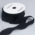 Nastro in chiffon nero da 4 cm con volant e bordi smerlati su rocchetto bianco - Bordo Festonato Pieghettato (Nero)
