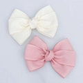 Off-white and light pink ribbed polyester bow hair accessories set for gift packaging - Bowknot Making Material