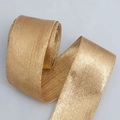 Ruban métallique doré pailleté avec texture tissée fine pour emballage de cadeaux DIY - Doré / 6cm de Large * 5m de Long
