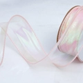 Nastro di organza rosa chiaro iridescente in rotolo con riflessi per confezioni - Width 4cm Length 9m / Rosa Sfumato