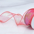 Nastro in garza a coda di pesce magenta cangiante con finitura perlata per pacchetti - Width 4cm Length 9m / Rosso Begonia