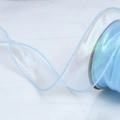 Nastro di organza azzurro cangiante in rocchetto con finitura perlata per il fai da te - Width 4cm Length 9m / Celeste