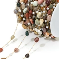 DIY colorful natural crushed stone and pearl bead chain for necklace making - Multicolor Coffee