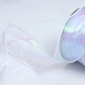 Iridescent white organza ribbon with rainbow gradient effect for gift packaging - Width 4cm Length 9m / Aurora White