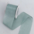 Roll of light mint green sheer ribbon with vertical texture for DIY crafts and gift bows - 4cm Wide / Dark Green