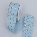 Light blue floral cotton ribbon roll with white and yellow flowers for DIY crafts - Blue Floral (Narrow Short)