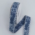 Dark blue ribbon roll with white floral print and wavy lace trim for DIY crafts - 2.5cm*10 Yards / Dark Blue