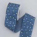 Blue floral print fabric ribbon roll with white daisy pattern for DIY hair accessories - Dark Blue Floral (Wide Short)