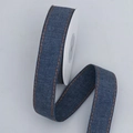Dark blue denim ribbon roll with orange edge stitching for DIY hair accessory crafts - 2.5cm*10 Yards / Dark Blue