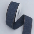 Dark blue denim ribbon roll with orange edge stitching for DIY hair bow accessories - 4cm*10 Yards / Dark Blue