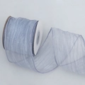 Light blue pleated sheer organza ribbon with wavy texture and wired edges for crafts - 6.3cm Wide / Gray