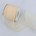 Roll of cream pleated organza ribbon with wired edges for floral DIY and gift wrapping - 6.3cm Wide / Yellow