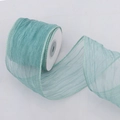 Mint green pleated organza ribbon with wired edges for floral gift wrapping decor - 6.3cm Wide / Green