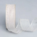Elfenbeinfarbenes Chiffonband mit silbernen Strasssteinen für Geschenkverpackungen - Beige