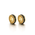 Edelstahlperle in Gold mit schwarzen Kristallen für DIY-Schmuck und Armbänder - 10,5 mm (5,5 mm Innendurchmesser) / Gold Schwarz