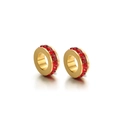 Goldene Edelstahlperle mit großen Löchern und roten Kristallen für DIY-Schmuckherstellung - 10,5 mm (5,5 mm Innendurchmesser) / Gold Rot
