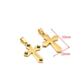 Golden stainless steel cross pendant with black inlay and crystals, size 32x22mm - Gold Cross Black Square Style / 22*32mm
