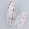 Cinta de organza con estampado floral rosa para envolver regalos DIY y lazos para pelo - Estrecho Corto / Rosa