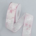 Rollo de cinta floral con textura de fibra y bordes rosas para manualidades DIY - Ancho Corto / Rosa