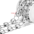 Silver matte stainless steel punk chain with 12.5mm circular beads on a white spool - Sandblasted Round Bead Style (F2362) / Steel