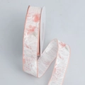 Cinta blanca translúcida con delicados motivos florales rosa y naranja para manualidades - Estrecho Corto / Naranja