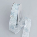 Floral print sheer ribbon roll in light blue with white wave patterns for DIY crafts - Narrow Short / Blue
