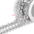 Silver stainless steel daisy flower DIY chain link with 14.5mm floral charm - Double Round Flower Style (F2362) / Steel