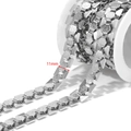 11mm silver hexagon and rectangle link chain for DIY punk jewelry making in roll - Frosted Wide Tail Chain Style (F2362) / Steel