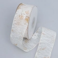Floral print semi-transparent chiffon ribbon roll for DIY gift wrapping and crafts - Wide Short / Yellow