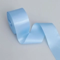 Light blue satin ribbon roll with smooth silk texture for wedding chair sashes and decor - Narrow Style / Blue