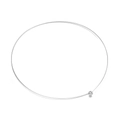 Minimalist silver stainless steel 15cm wire choker necklace with a sliding metal bead - Adjustable / Silver