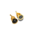 Golden gourd charm with black natural stone inlay and decorative beadwork for DIY jewelry - Gourd Style (F2340) / Black