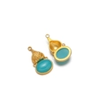 Vintage gold stainless steel gourd pendant with turquoise stone for DIY jewelry making - Gourd Style (F2340) / Blue