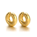 Minimalist C-shaped golden hoop earrings with textured hammered finish for women - Dotted Hammered Style / Gold