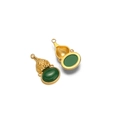 Vintage stainless steel gourd pendant with dark green stone inlay in gold finish - Gourd Style (F2340) / Green