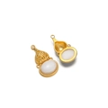 Golden gourd-shaped stainless steel pendant with white stone inlay for jewelry DIY - Gourd Style (F2340) / White